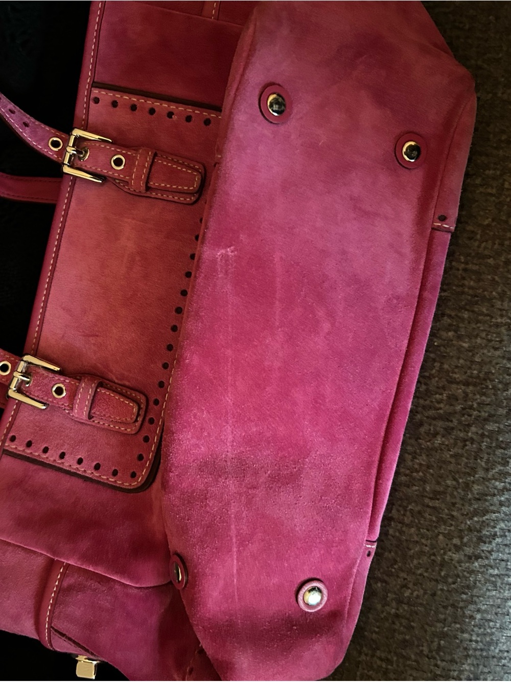COACH Suede Shoulder Tote in Vibrant Pink y2k - Picture 4 of 8